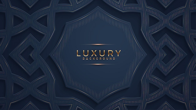 luxury black background with a combination glowing golden dots with 3d style.