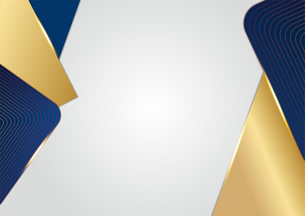 Luxury dark blue and gold abstract geometric shapes on grey background. Modern vector design template for presentation background, certificate, business card, banner, flier and much more