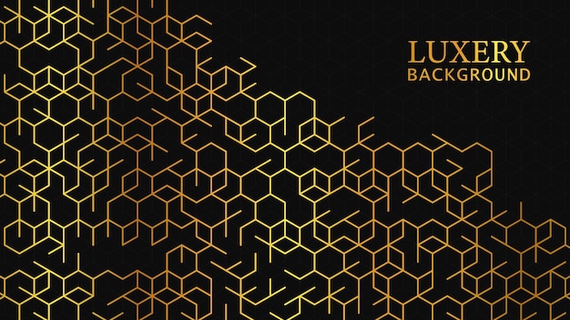 Luxury gold and black background Geometric pattern with cubes Vector illustration