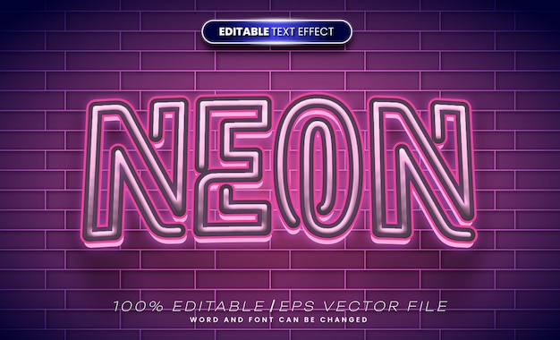 Luxury Neon text style effect 3d font text effect editable mockup