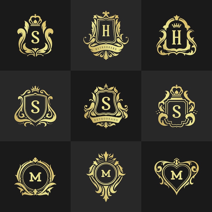 Vektör luxury ornaments logos and monograms crest design templates set