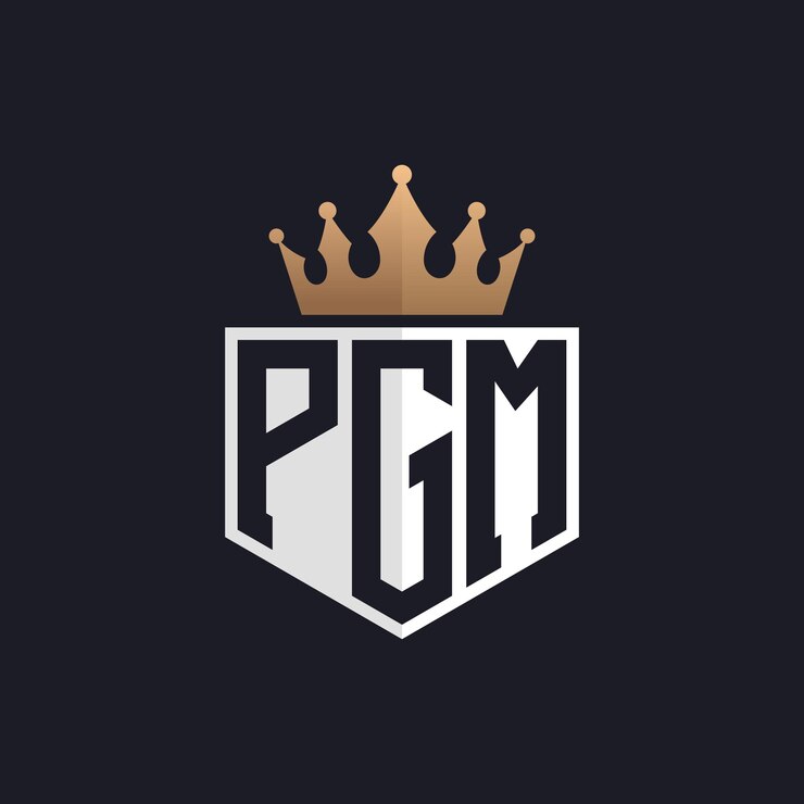 Vektör luxury pgm logo with crown elegant initials pgm letter logo for exclusive brands letter pgm monogram for highend businesses