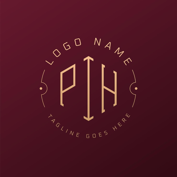 Vektör luxury pih logo design elegant letter pih monogram logo minimalist polygon pih logo design template