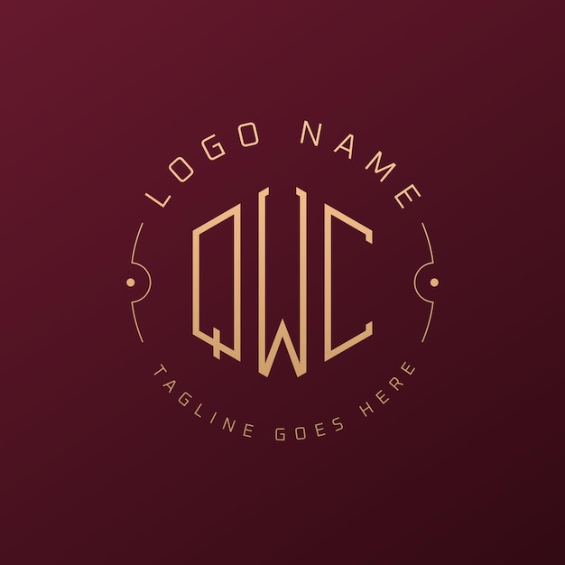 Luxury QWC Logo Design Elegant Letter QWC Monogram Logo Minimalist Polygon QWC Logo Design Template