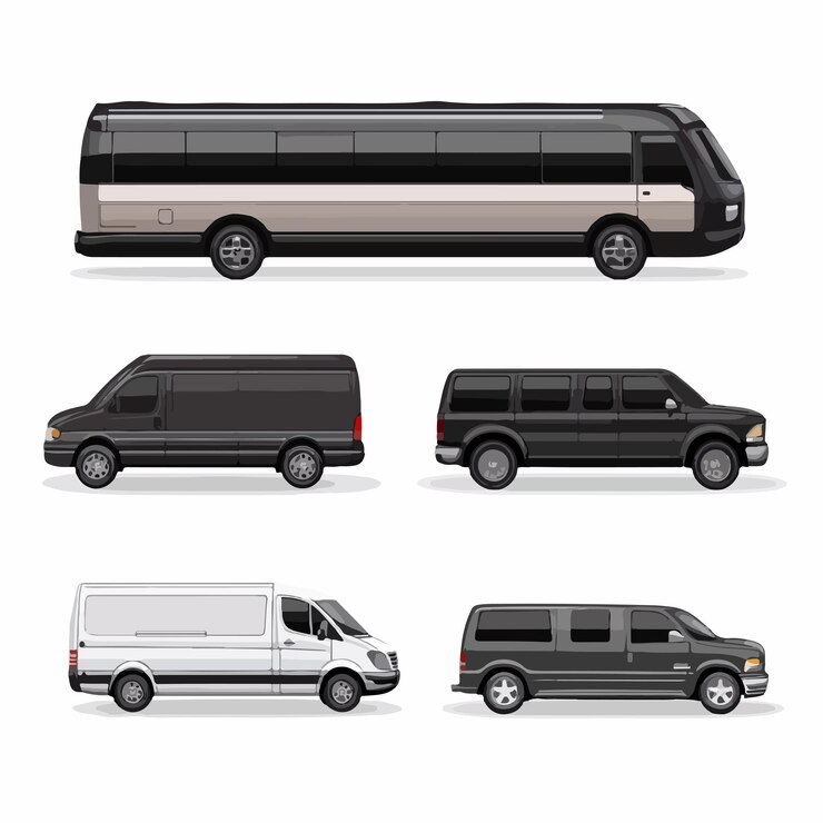 Vektör luxury van and limousine for airport transfer service
