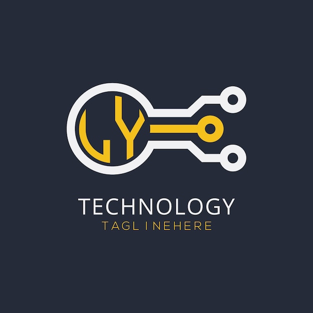 LY initial monogram for technology logo with circle style design