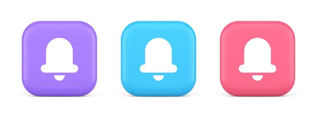Lydikon for håndklokke, ringetone, notifikationsknap, indgående besked, opkaldsnotifikation, 3D-rendering realistisk ikon