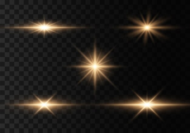 Lyse guld blinker blænding Lyse lysstråler blinker funklende gyldne lys glødende linjer