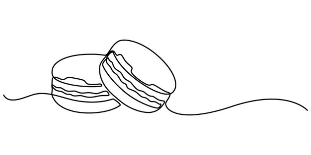 macaroon one line drawing vector continuous one line drawing of colorful french macaroons isolated