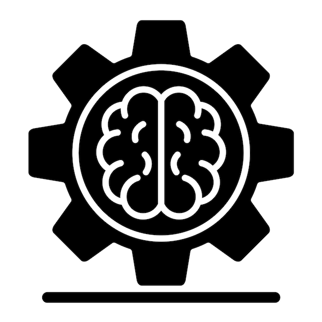 Machine Learning Glyph Solid Black Illustration