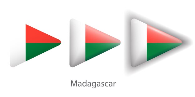 Madagascar flag vector icons set in the shape of rounded triangle