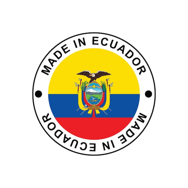 MADE IN ECUADOR circle stamp with flag on white background vector illustration