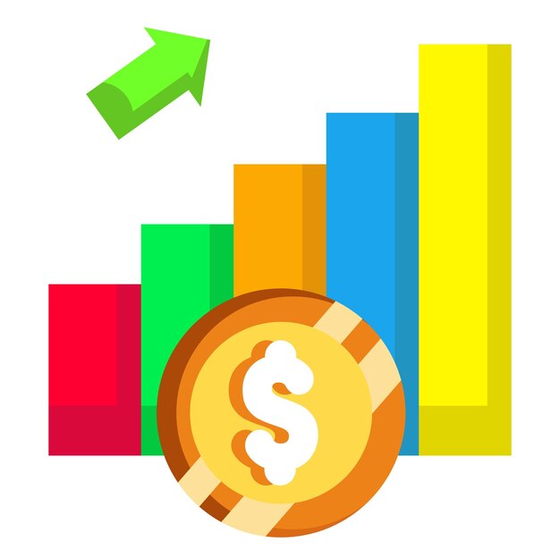 Made in uk a gold coin with a dollar sign on a bar graph vector icon flat style