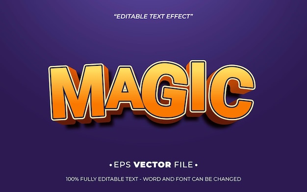 Magic 3d text effect editable vector