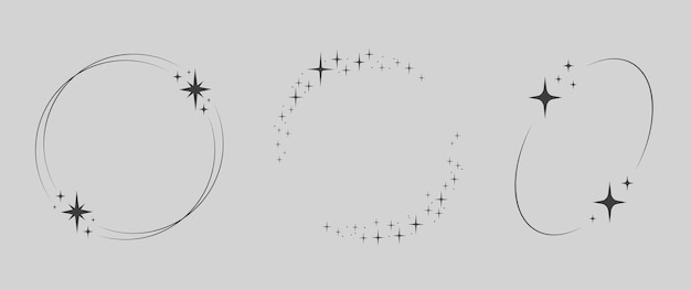 magic celestial arch frames and borders y2k shapes of vector line minimal boho stars moon sun