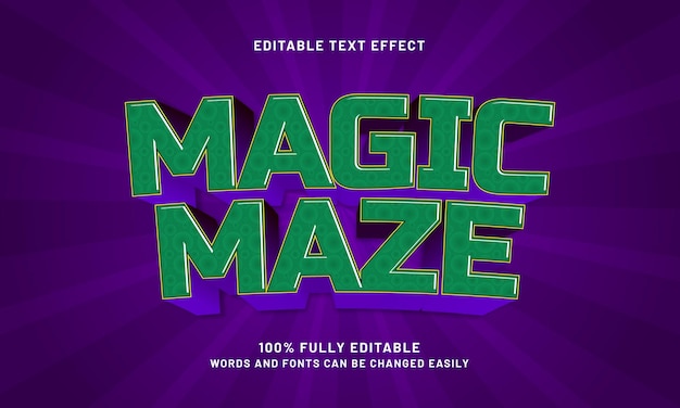 magic maze editable text effects with a kids and play theme