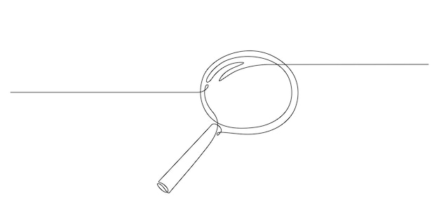 magnifying glass in continuous one line drawing. concept of business analysis in simple outline style. used for logo, emblem, web banner, presentation. doodle vector illustration.