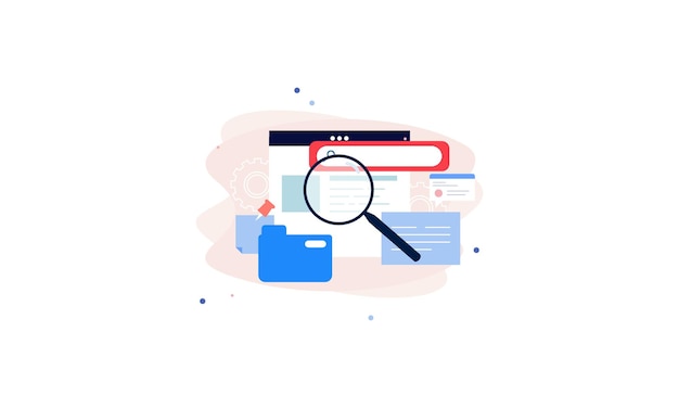 Magnifying glass with file searching vector