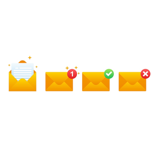 Mail Set Gradient Style Illustration on isolated background