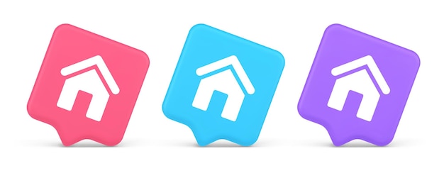Main internet page button homepage house with roof navigation cyberspace interface 3d icon
