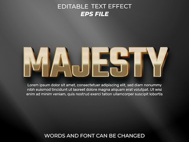 majesty text effect 3d editable text vector template