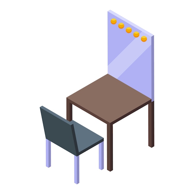 Makeup artist furniture with mirror and chair isometric