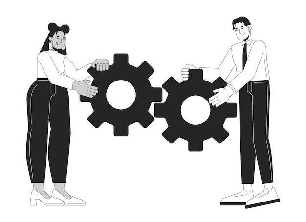 Making things happen black and white 2D illustration concept