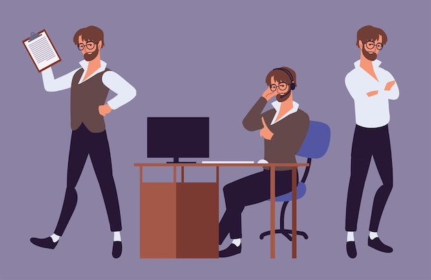Male office assistant set