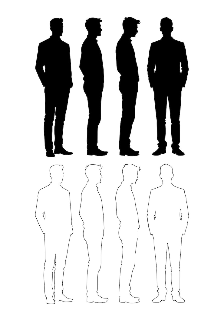 Male Silhouettes and Outline Set Collection