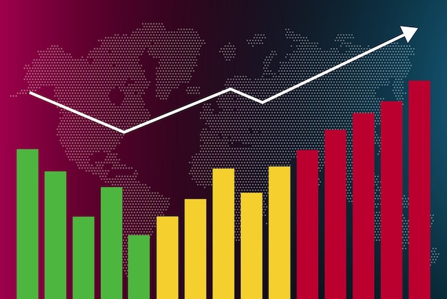 mali bar chart graph with ups and downs, increasing values, mali country flag on bar graph