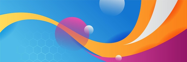 Mall för abstrakt färgglad polygonbannerdesign. Färgglad teknisk webb-banner med geometriska former i bakgrunden och lutning-färger. Vektorgrafisk designbanner mönsterpresentationsbakgrund