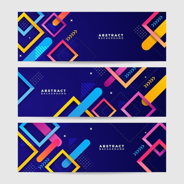 Mall för abstrakt färgglad polygonbannerdesign. Färgglad teknisk webb-banner med geometriska former i bakgrunden och lutning-färger. Vektorgrafisk designbanner mönsterpresentationsbakgrund