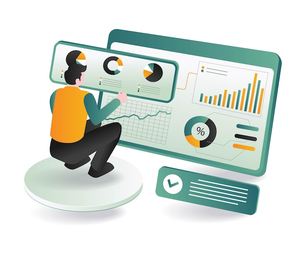 Man analyzing information technology development data