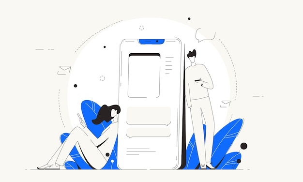 Man and woman communicate through social networks