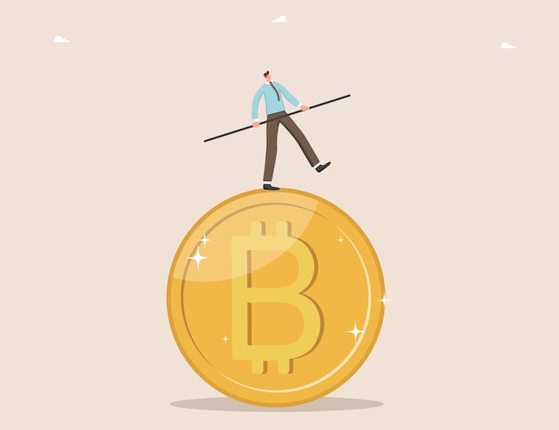 Man balancing on bitcoin