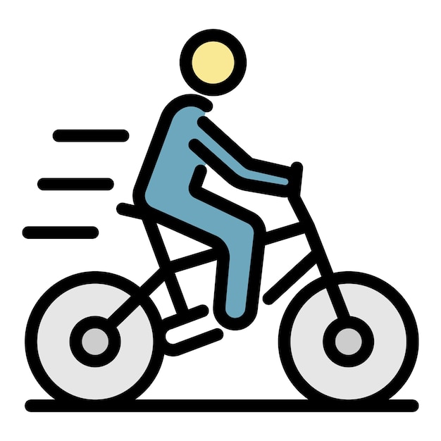 Man bicycle icon Outline man bicycle vector icon color flat isolated