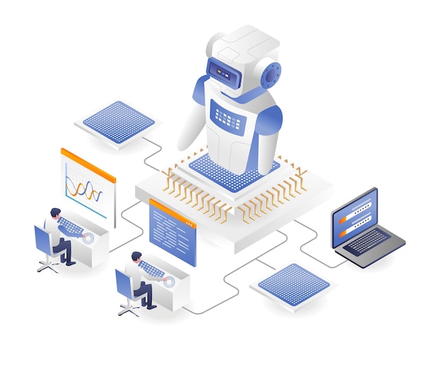 Man create a robotics for work them