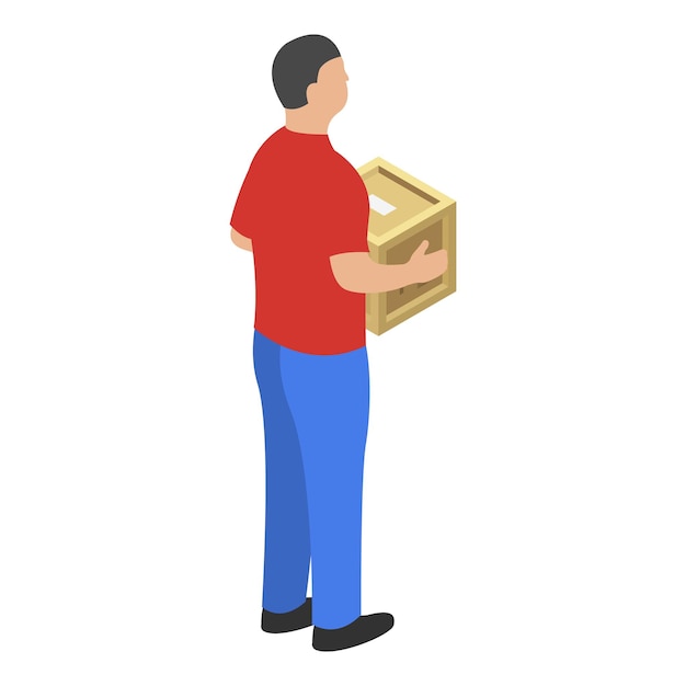 Man delivery box icon Isometric of man delivery box vector icon for web design isolated on white background