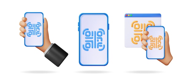 man hand holding smartphone with secure qr code digital data management