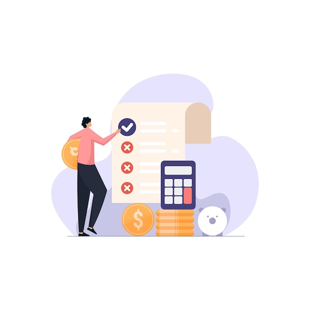 Man holding money coin Budget and finance planning Income and Expense management accounting