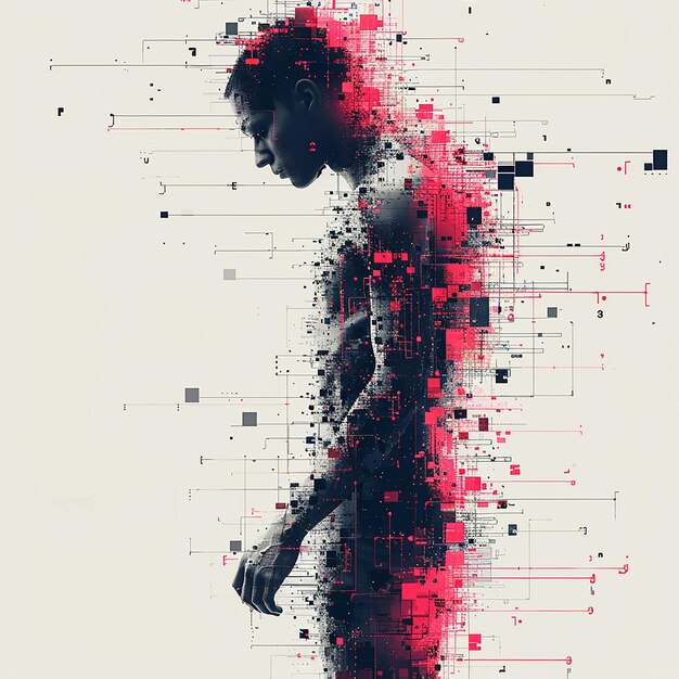 man in the form of symbols of the computer unit system