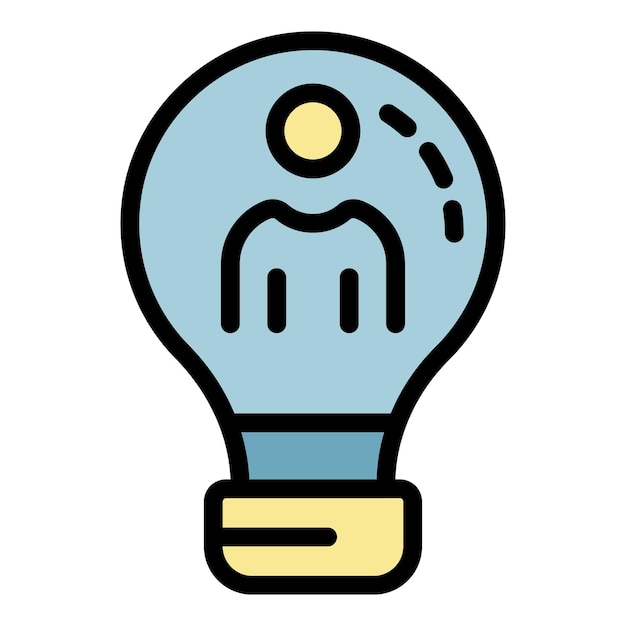 Man in the light bulb icon Outline man in the light bulb vector icon color flat isolated