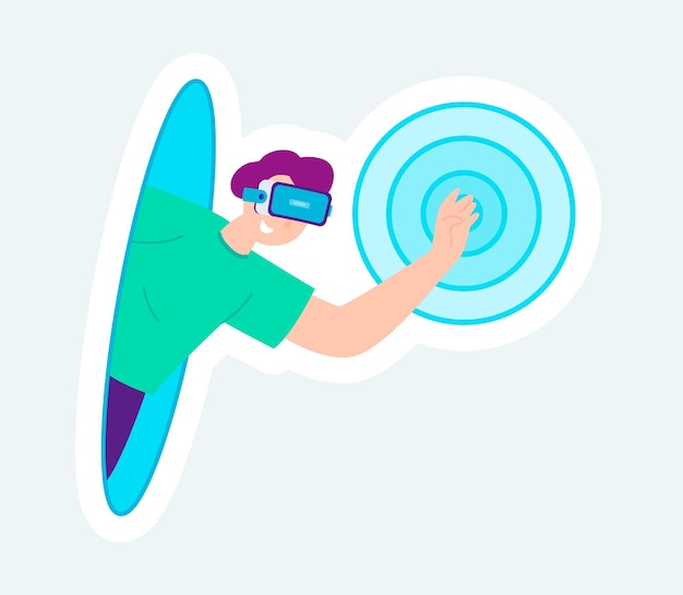 man in vr glasses interacts in virtual gaming metaverse