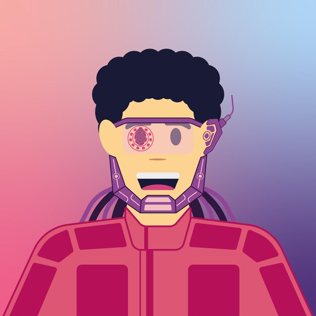 man is directly connected to the computer global internet network. virtual reality glasses gadgets
