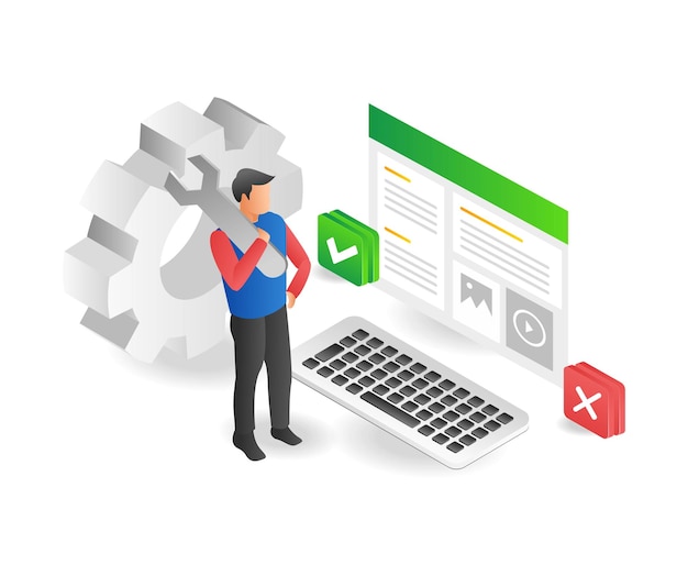 man maintaining computer web application