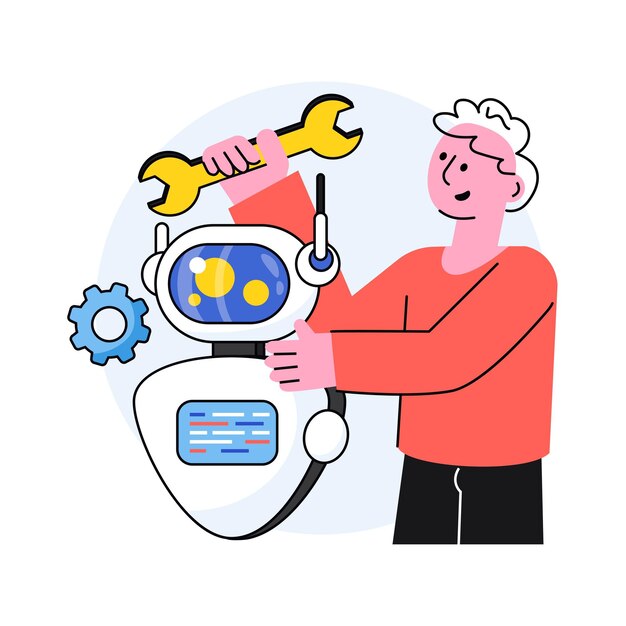 man making robot assistant concept vector in a flat style stock illustration