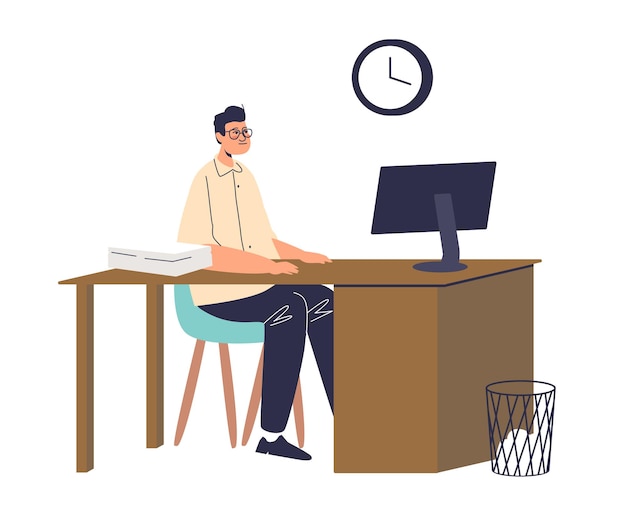 Man office worker procrastinating at workplace