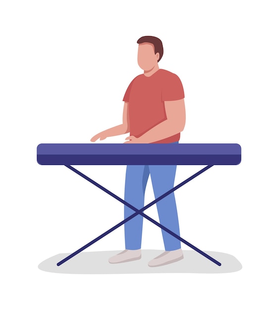 Man playing digital piano semi flat color vector character