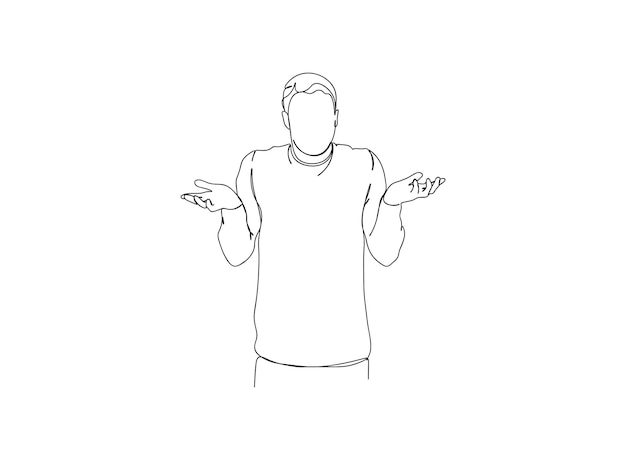 Man, Pojke enlinjeskonstteckning fortsätter linjevektorillustration