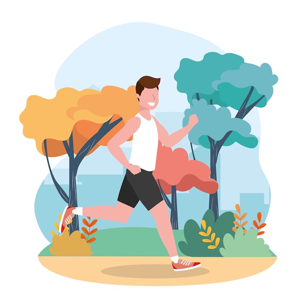 Man practice running exercise activity